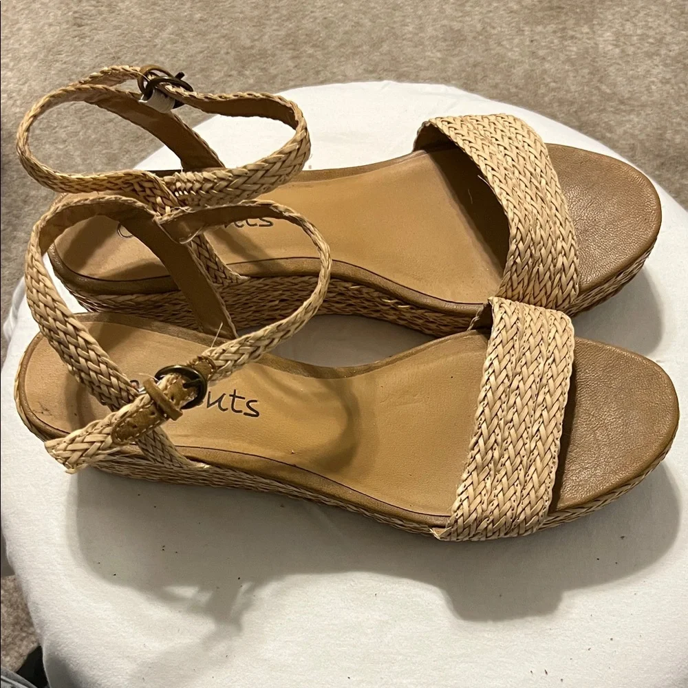 Coconuts by Matisse Braided Strap Wedge Sandals in Natural Tan - Picture 2 of 7